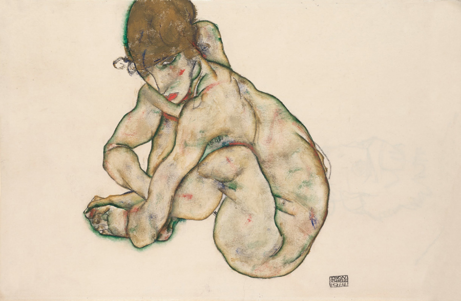 Schiele Crouch nude girl